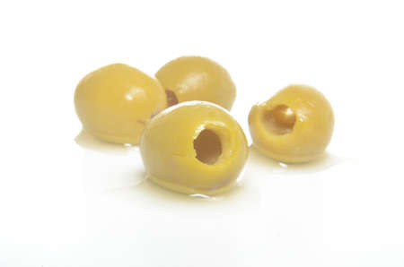 Delicious olives isolated on white backgroundの写真素材