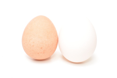 Fresh eggs isolated on white backgroundの写真素材