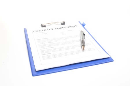 Signing a contract isolated on whiteの写真素材
