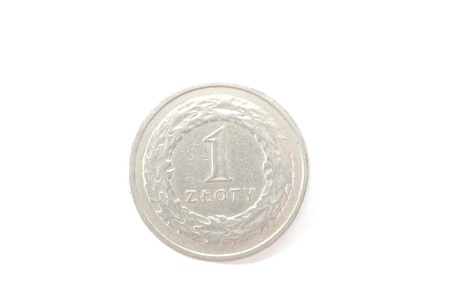 Polish currency coins pln zloty isolated on whiteの写真素材