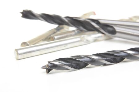 Drills for battery drill isolated on whiteの写真素材