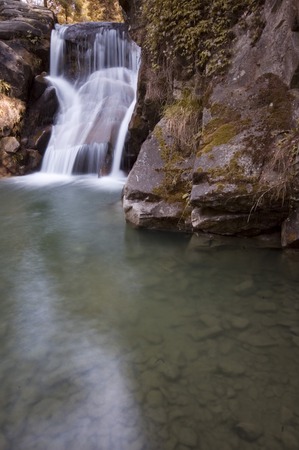 Mountain landscape with waterfall. Poland
