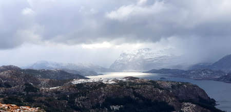 Panoramic view of Lake Garda in winter, Lombardy, Italy