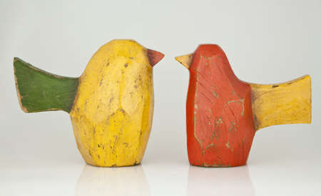 Two wooden birdsの写真素材