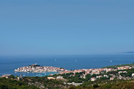 Primosten - town in Croatia in Sibenik-Knin County. It is situated in the south, between the cities of Sibenik and Trogir, on the Adriatic   coast, Dalmatia. The beach in Primosten is voted one of the 10 most beautiful beaches in Croatia.のeditorial素材