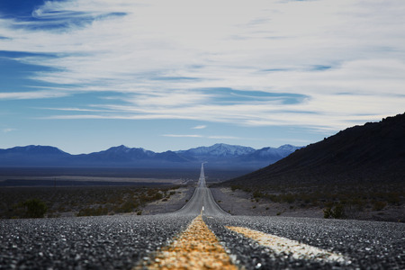 Straight road through Death Valley, California, USAの写真素材