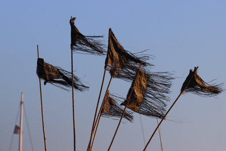 Silhouette of an object in the blue sky background.の写真素材