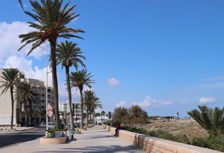 The promenade in Mahdia, Tunisia.