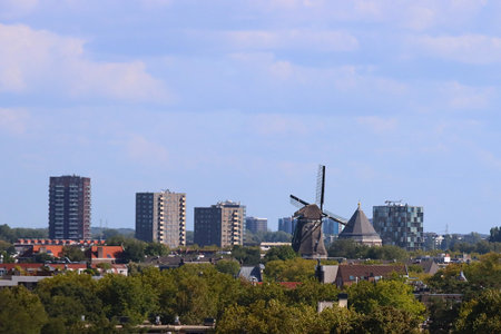 Old windmill in the city of Amsterdam,Netherlands.