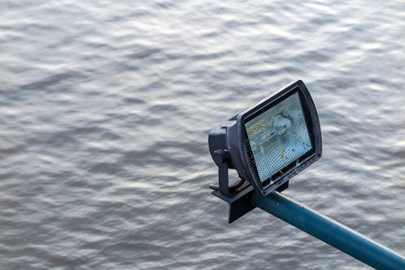 Spot light on the water river background, off switchの写真素材