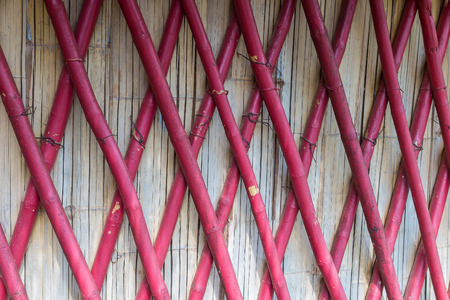 Cross bamboo wall texture backgroundの写真素材