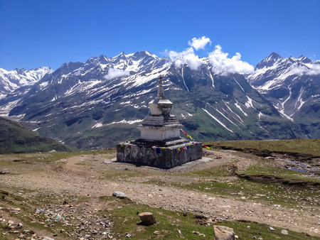 Stupa, Pagoda, Temple at Manali - Leh, Ladakh highway road, India
