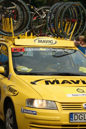 NALECZOW, POLAND - AUGUST 5: 66 Tour de Pologne, the biggest cycling event in Eastern Europe, start of 4th stage August 5, 2009 in Naleczow, Polandのeditorial素材