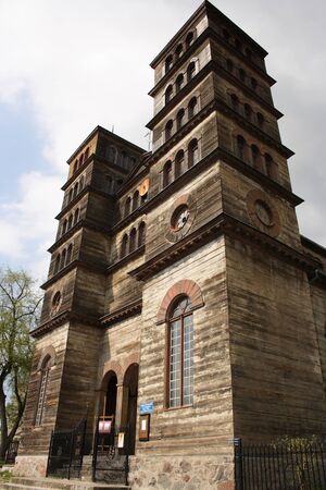 Old wooden orthodox church in Lidzbark Warminskiの写真素材