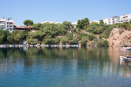 Lake Voulismeni in Agios Nikolaos, Crete, Greeceの写真素材