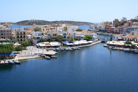 Lake Voulismeni in Agios Nikolaos, Crete, Greeceの写真素材