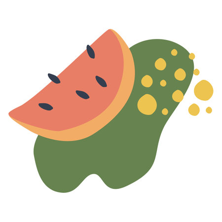 Watermelon slice vector composition. Fruit slices, summer treat. Concept and composition for postcards, posters, background, print, banners.のイラスト素材