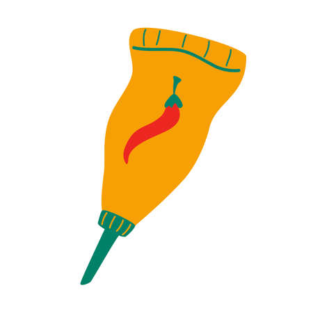 Wasabi sauce icon. Spicy Asian condiment, hot wasabi in tube for sushi. Japanese fast food packaging template isolated on white background, vector illustration in cartoon style.のイラスト素材