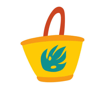 Fashionable women beach bag. Summer accessory for ladies for shopping and vacation. Flat icon. Vector illustration.のイラスト素材