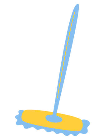 Floor mop. Household cleaning utensil. Mop with a microfiber cloth wipes the floor. Vector illustration isolated on a white backgroundのイラスト素材