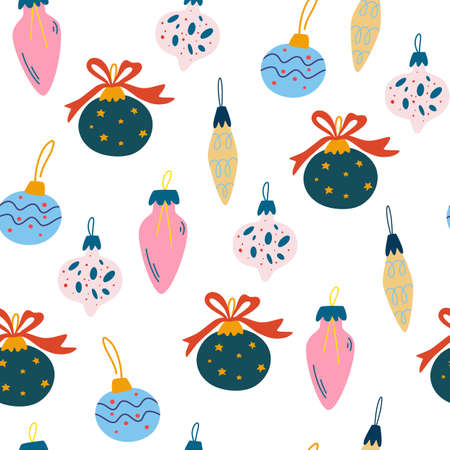 Seamless pattern with Christmas balls. Christmas and Happy New Year decorations. Perfect for holiday...