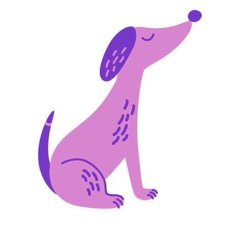 Cute dog sitting. Pet is a friend of a person. Animal Character. Vector cartoon Illustration isolated on white background.のイラスト素材
