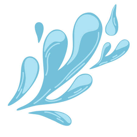 water. water drops. Flowing drops, waves, tears, splashes, splashes of nature. Dripping liquid. Water spill. Sea summer moisture, freshness. Vector cartoon illustrationのイラスト素材