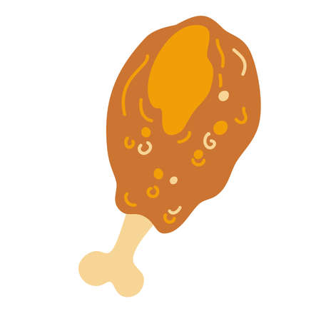 chicken leg. food. Meat product for a grocery store on a white background. Great label, restaurant menu. Vector hand draw cartoon illustration.のイラスト素材