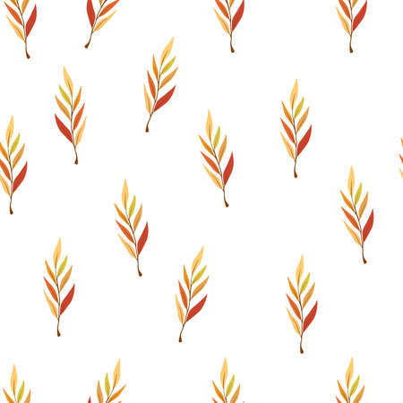 Leaves seamless pattern. Autumn background with leaves. Design for poster, kitchen textiles, clothing and wallpaper. flower graphic design. Botany texture. Vector cartoon illustrationのイラスト素材