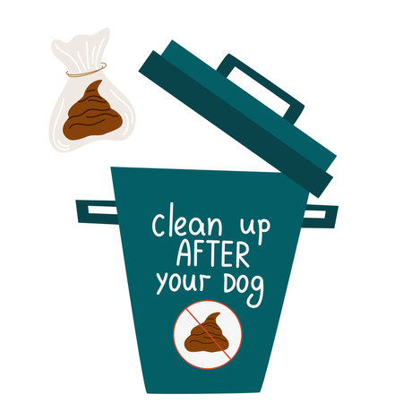 Cleaning for the dog. Hygienic dog bag with poop icon. Cleaning the park after walking pets concept. Hand draw Vector illustration isolated on the white background.のイラスト素材