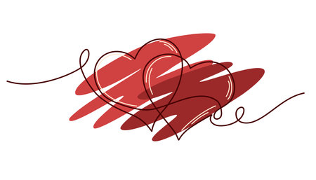 Heart. Friendship and love concept. continuous line art drawing. Perfect for printing postcards and Valentine's Day. Vector hand draw illustration.のイラスト素材