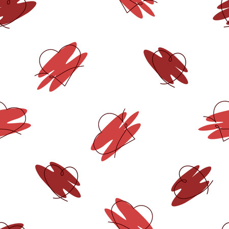 Hearts seamless pattern. Friendship and love concept. Background for wrapping paper, fabrics, wallpapers, postcards and Valentine's Day. Vector hand draw illustration.のイラスト素材