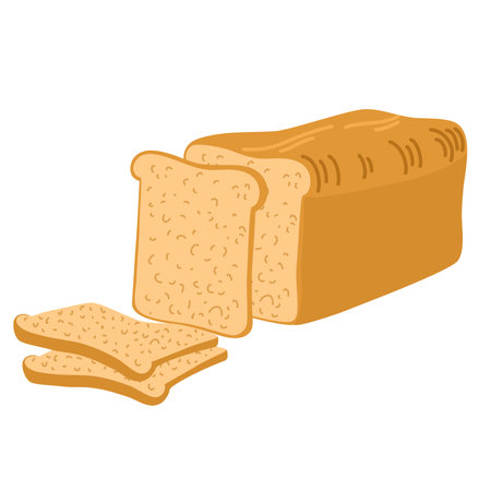 Bread. Whole grain, yeast baked bread. food sign. Ideal for cafes, restaurants, food shops and printing. Vector hand draw illustration isolated on the white background.のイラスト素材