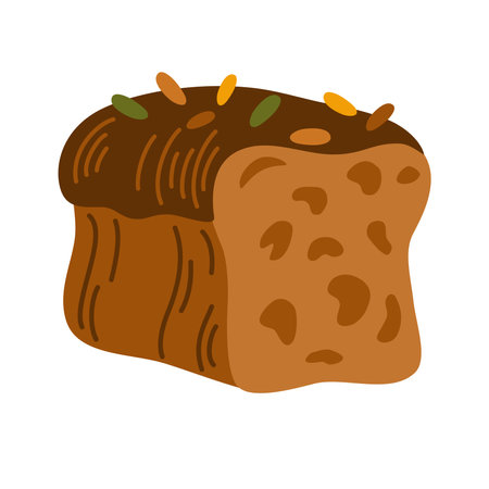Bread. Whole grain, yeast baked bread. food sign. Ideal for cafes, restaurants, food shops and printing. Vector hand draw illustration isolated on the white background.のイラスト素材