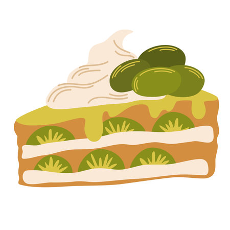 Matcha dessert. Japanese Matcha Roll. Asian food. Perfect for restaurant cafe and print menus. Vector hand draw cartoon illustration.のイラスト素材