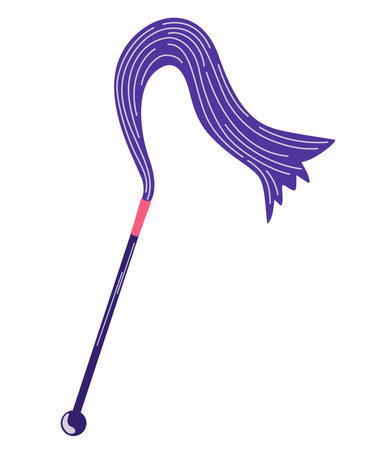 leather whip. fetish stuff for role playing and bdsm. sex toy. Erotica excitement for adult male female. Modern flat vector illustration on white background.のイラスト素材