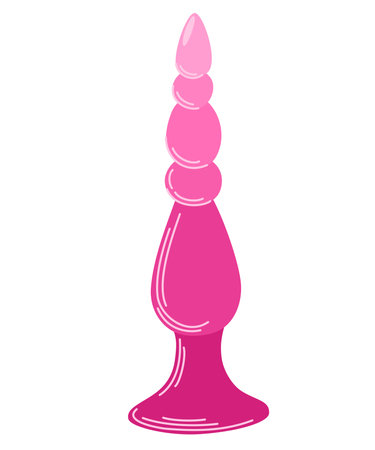Vibrator sex toy doodle icon. Cute sex toy. Erotica excitement for adult male female. Modern flat vector illustration on white background.のイラスト素材