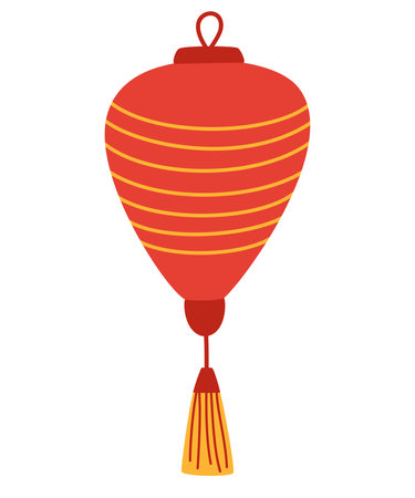 Chinese Paper Lantern. Doodle icon. Traditional Chinese lantern day. Poster, April 20. Important day. Hand drawn vector illustration isolated on the white background.のイラスト素材
