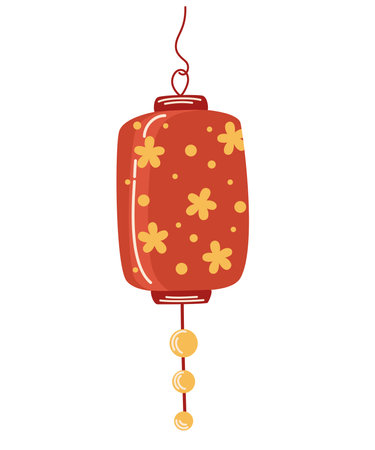 Chinese Paper Lantern. Doodle icon. Traditional Chinese lantern day. Poster, April 20. Important day. Hand drawn vector illustration isolated on the white background.のイラスト素材