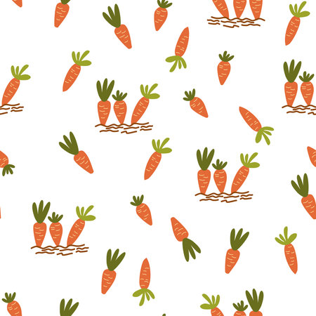Carrot seamless pattern. Spring and Easter background. Endless pattern can be used for ceramic tile,...
