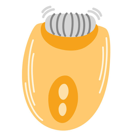 Epilator. Removal of unwanted body hair. Self-care, skin care and health. Hygiene and beauty everyday procedure. Vector Cartoon illustration isolated on the white background.のイラスト素材