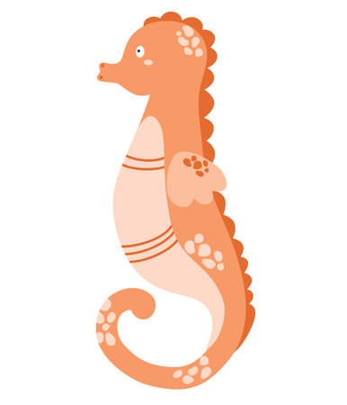 Seahorse. sea animal. underwater life. Perfect for children clothes design, banner, card. Vector doodle cartoon marine life objects for your design.のイラスト素材