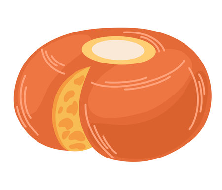 round cheese. Dairy product for cookbook, packing, cafes, menus, restaurants. Vector hand draw Illustration isolatedのイラスト素材