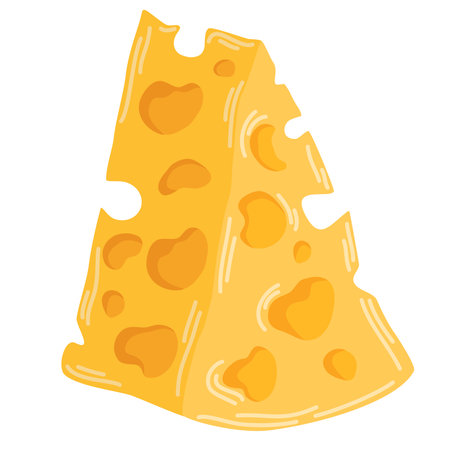 Piece of cheese. Food, Dairy products. Vector Hand draw Illustration isolated on the white background.のイラスト素材
