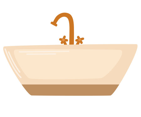 bathtub. Bath for bathing, bathroom equipment to wash and clean. Flat vector illustration isolated on white backgroundのイラスト素材