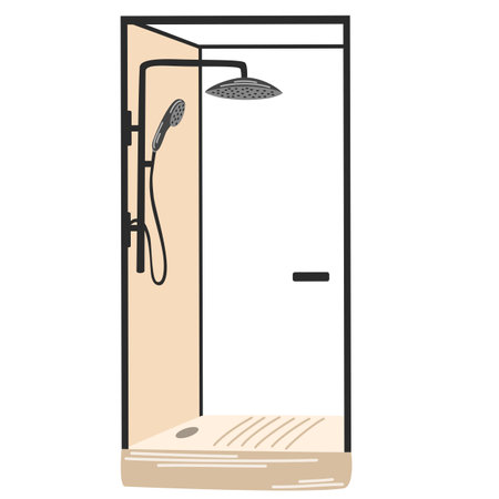 modern shower cabin. Bathroom, interior item. Flat vector illustration isolated on white backgroundのイラスト素材