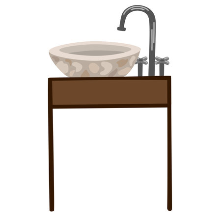 Modern Sink. Bathroom interior item. Sink with a cupboard. Flat vector illustration isolated on white backgroundのイラスト素材