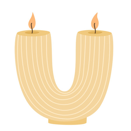 Scented burning candle. Decorative wax candles for relax and spa. Hand draw Vector illustration isolated on white backgroundのイラスト素材