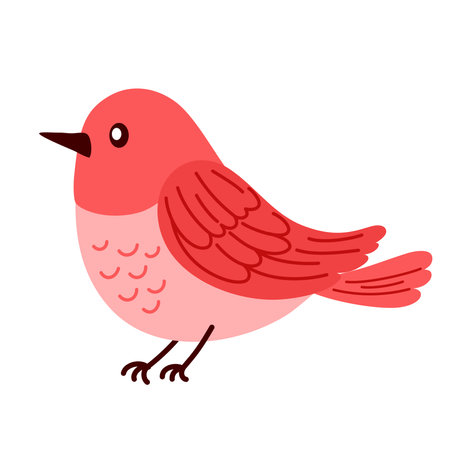 Spring bird. Beautiful birdie. Colored flat vector illustration isolated on white background.のイラスト素材