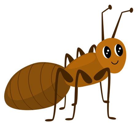 Ant cartoon character. Cute insect. Vector hand draw illustration isolated on white backgroundのイラスト素材